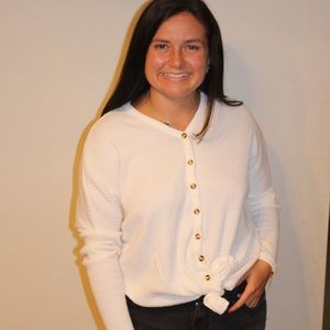 White button up tie in the front top